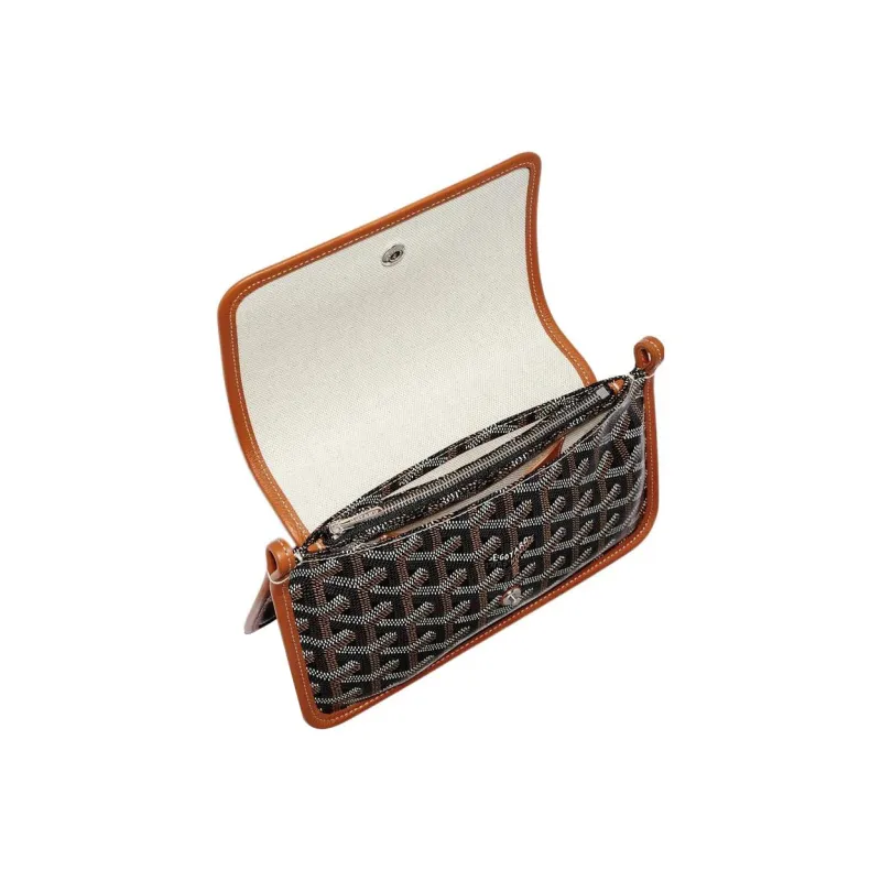 GOYARD Plumet Canvas With Leather Envelope Bag Handheld Shoulder Bag Crossbody Bag Small Size Unisex Brown/Red-4