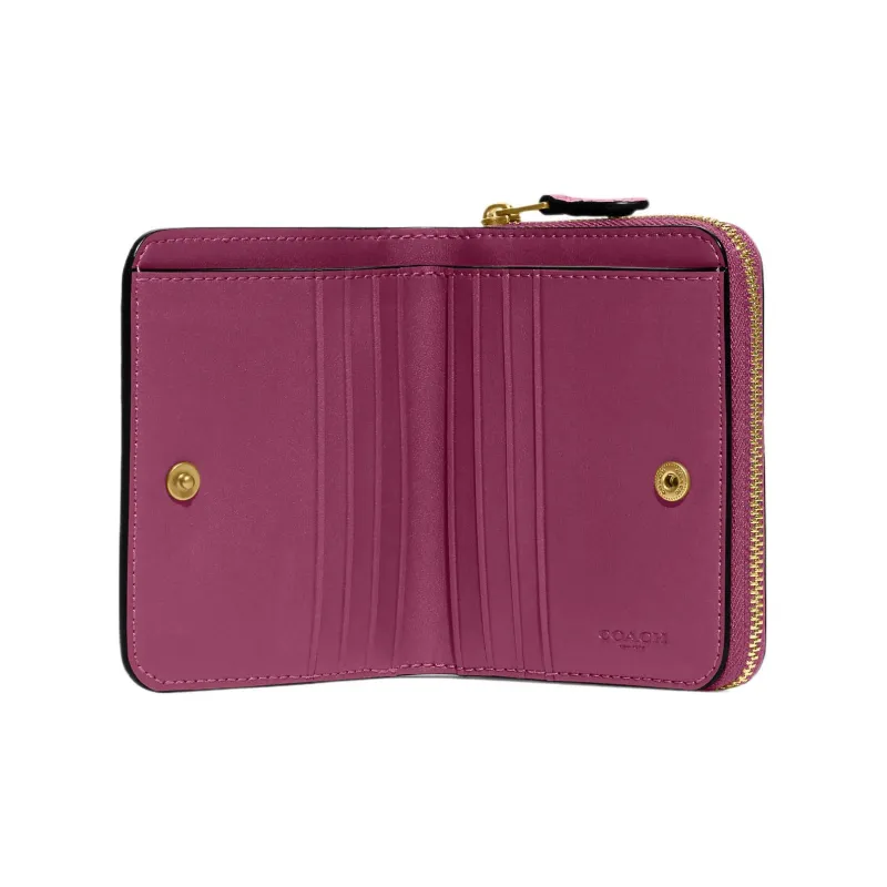 COACH Billfold Wallet Pebbled Leather Card Holder Wallet Regular Women's Dark Plum-2