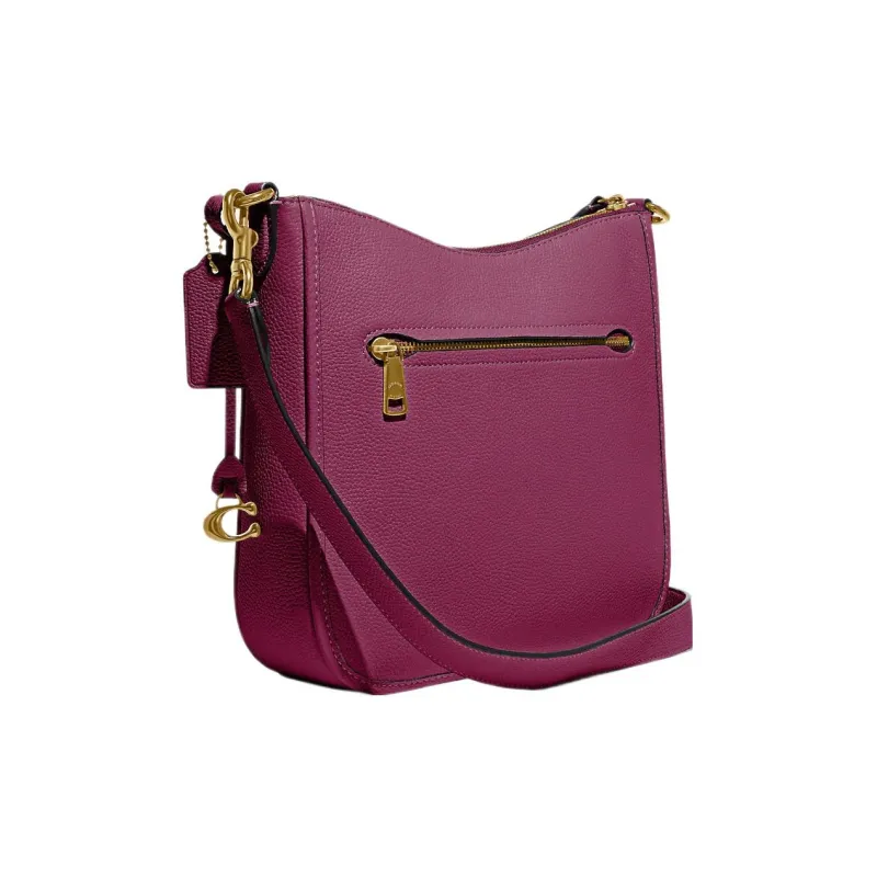 COACH Chaise Pebbled Leather Shoulder Bag Crossbody Bag Women's Dark Plum-1
