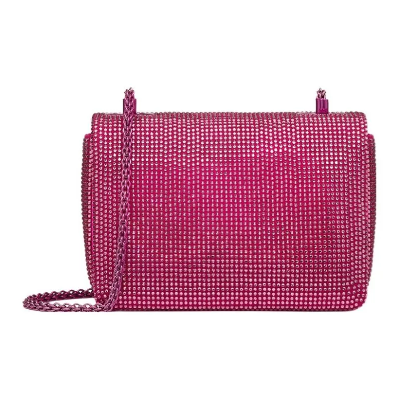 Valentino One Stud Rhinestone Embroidery Crossbody Bag, Shoulder Bag Women's Pink-2