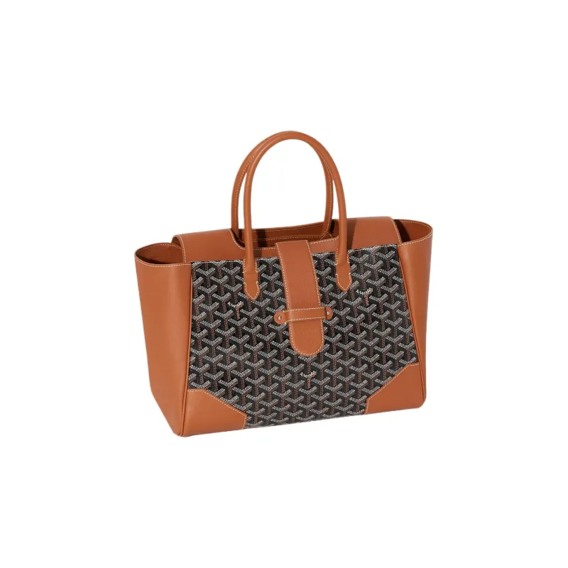 GOYARD Saigon Canvas With Leather Xigong Tote Handbags Shoulder Bags Large Size Unisex Black/Tan-3