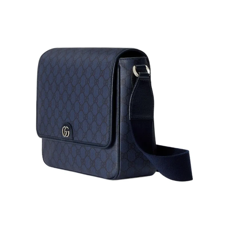 GUCCI Ophidia Canvas With Leather Canvas Bag, Messenger Bag, Shoulder Bag, Crossbody Bag Medium Size Men's Blue/Black-1