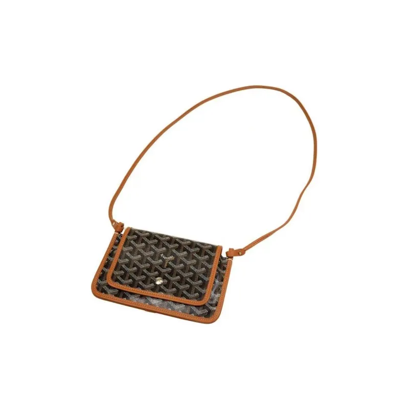 GOYARD Plumet Canvas With Leather Envelope Bag Handheld Shoulder Bag Crossbody Bag Small Size Unisex Brown/Red-3