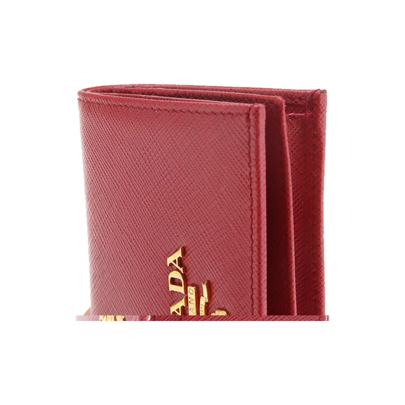 PRADA Cow Leather Wallet Regular Women's Red-7