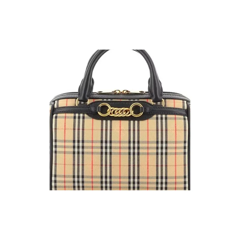 Burberry Top Handle Check Gold tone Beige-2