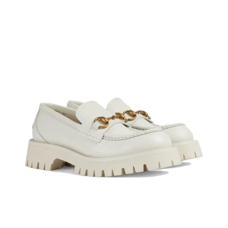 GUCCI Horsebit Loafers Women's White-2