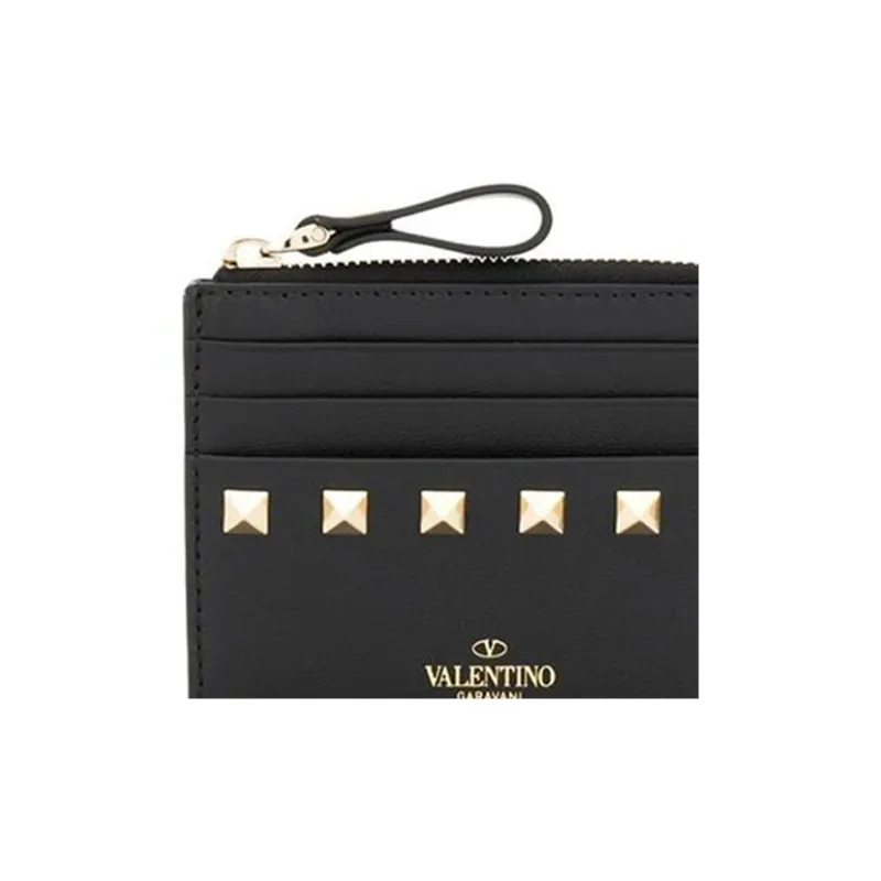 Valentino Calfskin Coin Purse Regular Women's Black-3