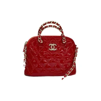 CHANEL Patent Leather Calfskin One Shoulder Crossbody Portable Clutch Regular Women's Rogue Red