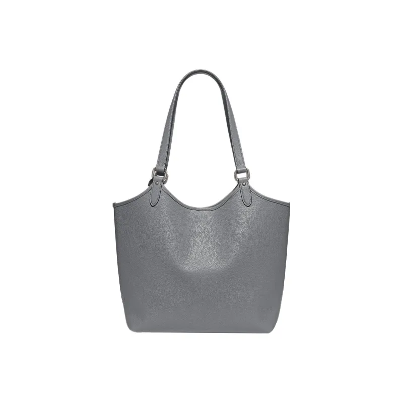 COACH Day Pebbled Leather With Coated Canvas Tote Bag Shopping Bag Handbag Shoulder Bag Women's Gray Blue-3