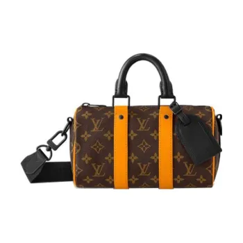 LOUIS VUITTON Keepall Coated Canvas With Leather Shoulder Bag, Crossbody Bag, Handbag Regular Women's Brown/Orange