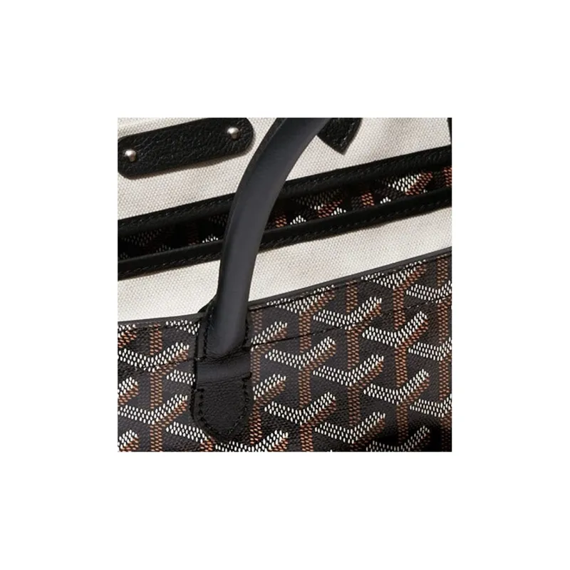 GOYARD Saigon Canvas With Leather Xigong Tote Handbags Shoulder Bags Large Size Unisex Black-6
