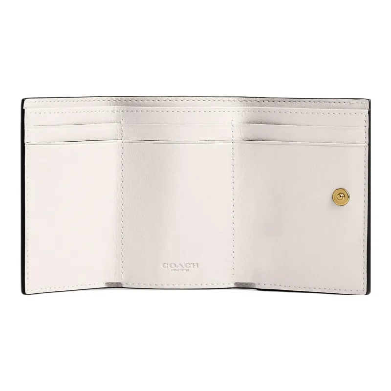 COACH Trifold Wallet Pebbled Leather Coin Purse Wallet Regular Women's White-1