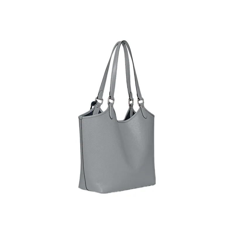 COACH Day Pebbled Leather With Coated Canvas Tote Bag Shopping Bag Handbag Shoulder Bag Women's Gray Blue-2
