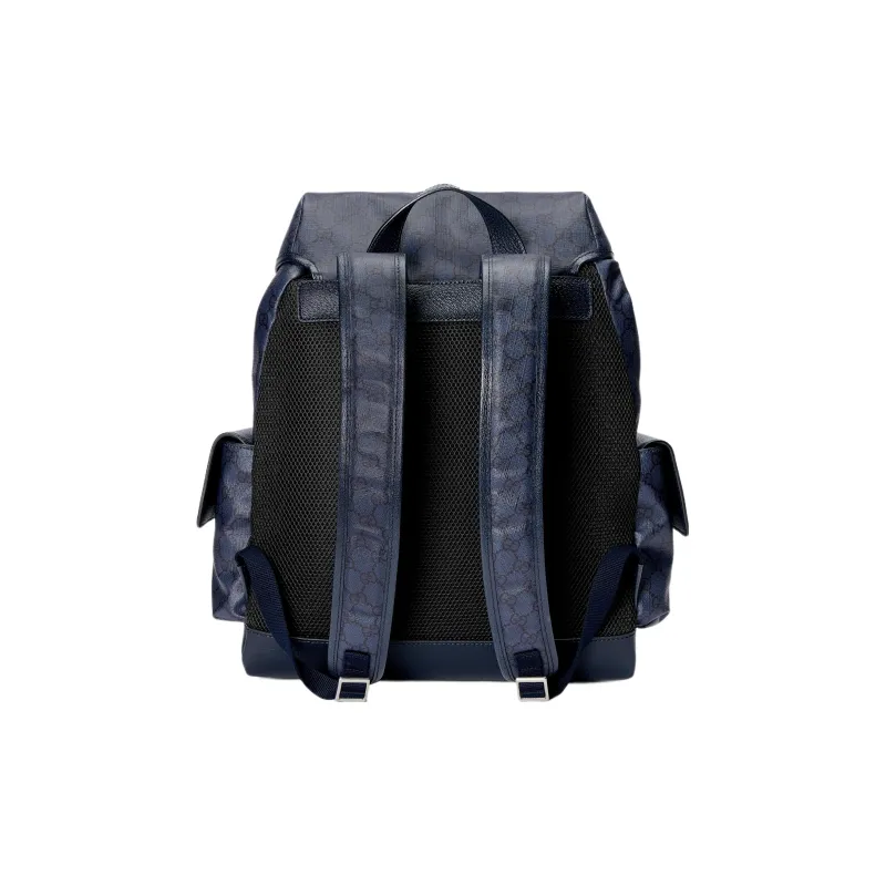 GUCCI Ophidia Canvas With Leather Backpack Medium Size Men's Blue/Black-3