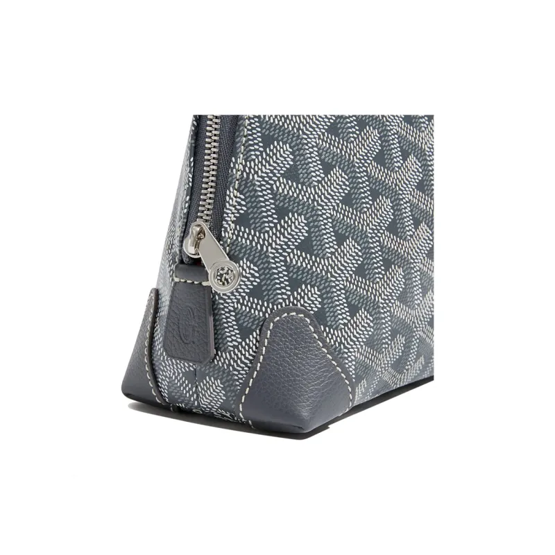 GOYARD Vendôme Canvas With Calfskin Dog's Teeth Toiletry Bag Makeup Bag Women's Gray/Pink Heart Balloon-3