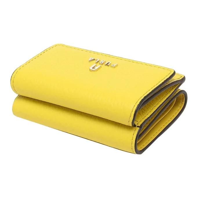 Furla Cow Leather Wallet Small Size Women's Yellow-3