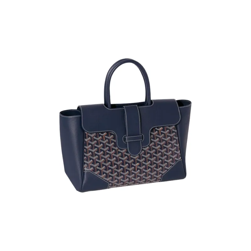 GOYARD Saigon Canvas With Leather Xigong Tote Handbags Shoulder Bags Large Size Unisex Marine Blue-2