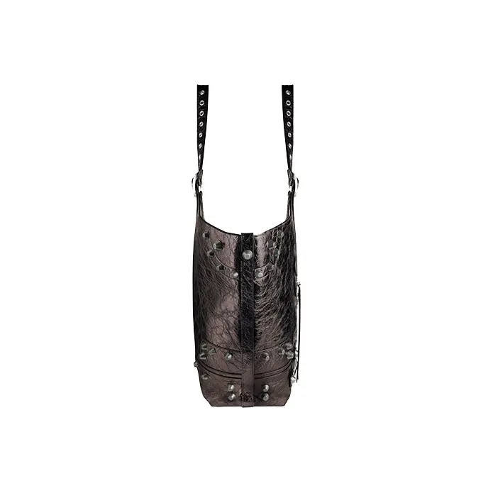 Balenciaga Le Cagole Sheepskin Handbag Large Size Women's Metal Gray-2