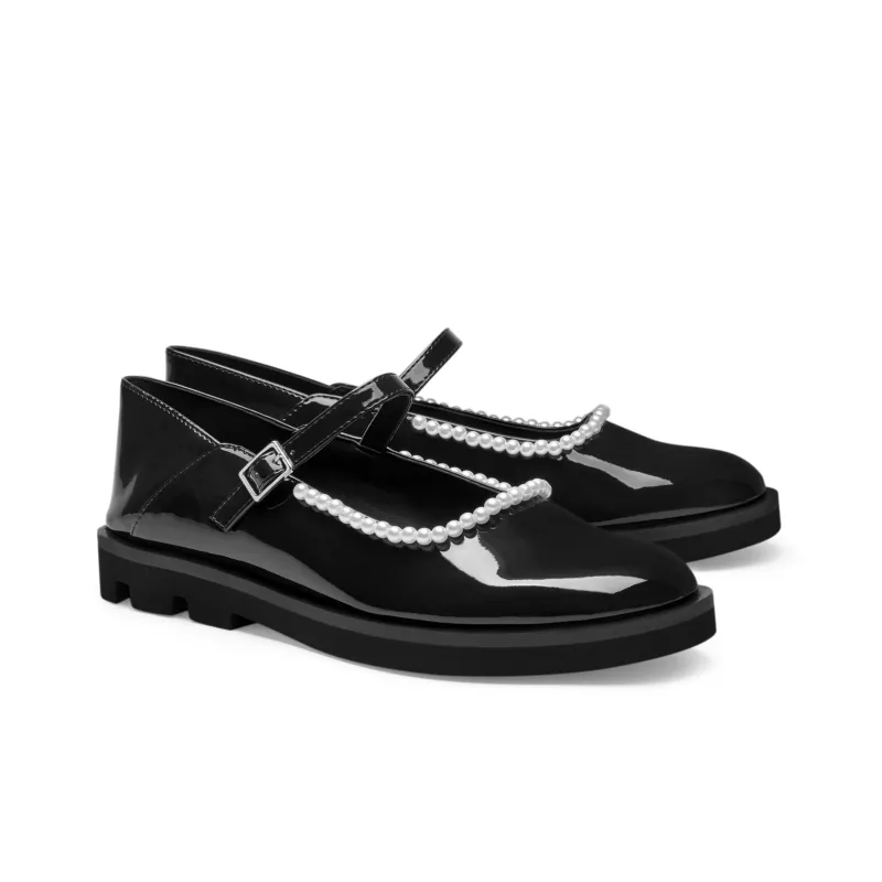 CHARLES&KEITH Mary Jane Shoes Women's Low Top Black Textured/Black/Maroon-11