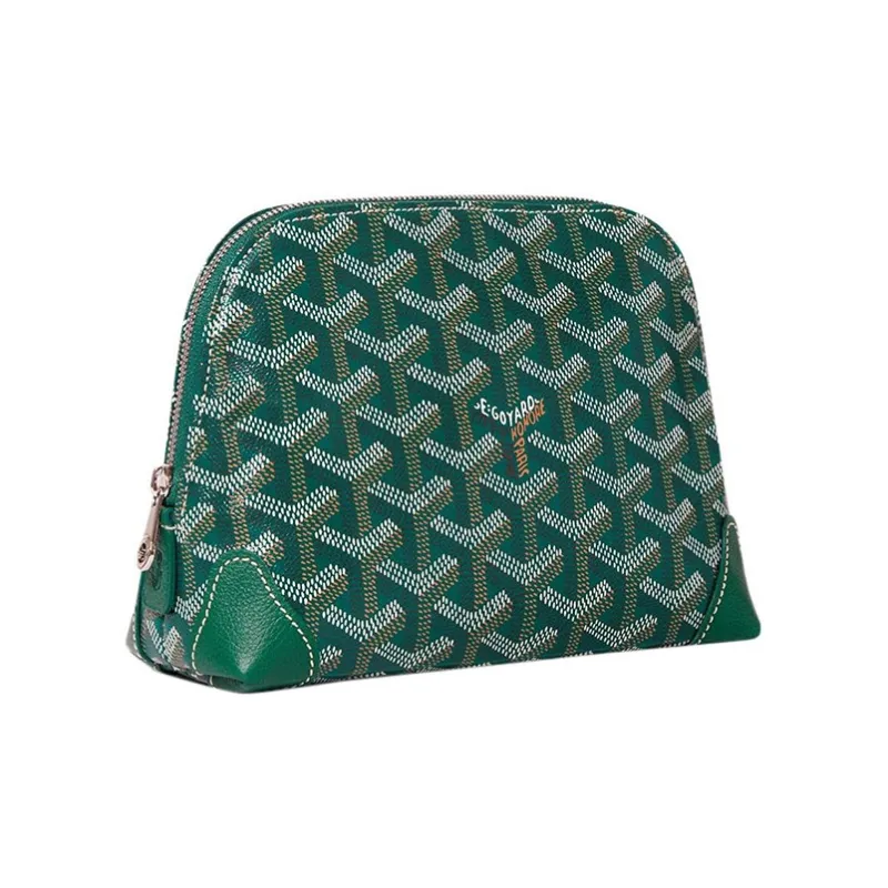 GOYARD Vendôme Canvas With Calfskin Dog's Teeth Toiletry Bag Makeup Bag Women's Green/Blue Heart-Shaped Balloons-1