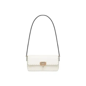 Valentino Rockstud Smooth Calf Leather Handbag Shoulder Bag Women's Ivory White