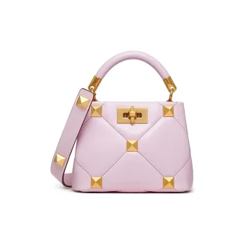 Valentino ROMAN STUD Sheepskin Handbag Shoulder Bag Crossbody Bag Mini Women's Pink Purple