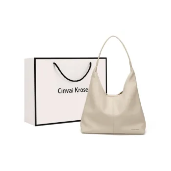 Simvay Clos PU One Shoulder Tote Tote Bag Shopping Bag Shoulder Bag Large Size Women's Ecru/Black/Coffee Brown