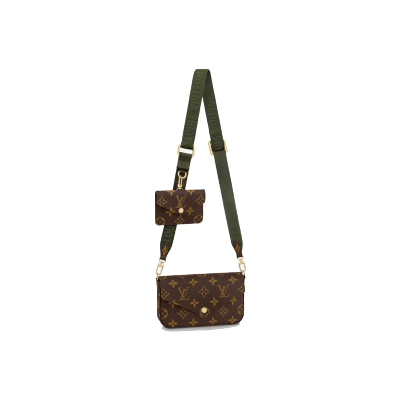 LOUIS VUITTON Félicie Strap & Go Monogram Khaki Green/Ebony-0