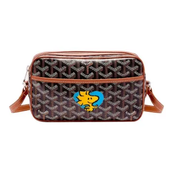 GOYARD Cap-Vert Canvas With Leather Camera Bag Shoulder Bag Crossbody Bag Small Size Unisex Brown/Blue