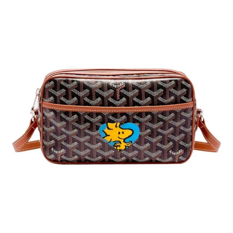GOYARD Cap-Vert Canvas With Leather Camera Bag Shoulder Bag Crossbody Bag Small Size Unisex Brown/Blue-0