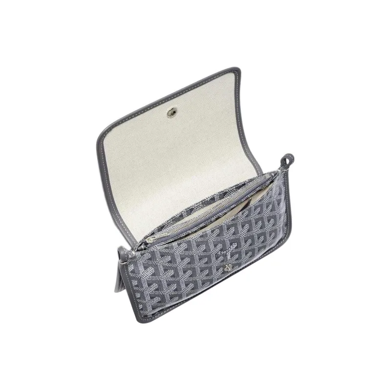 GOYARD Plumet Canvas With Leather Envelope Bag Handheld Shoulder Bag Crossbody Bag Small Size Unisex Gray/Pink-3