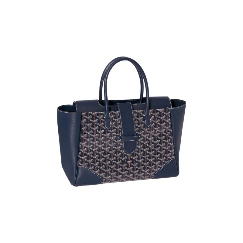 GOYARD Saigon Canvas With Leather Xigong Tote Handbags Shoulder Bags Large Size Unisex Marine Blue-3