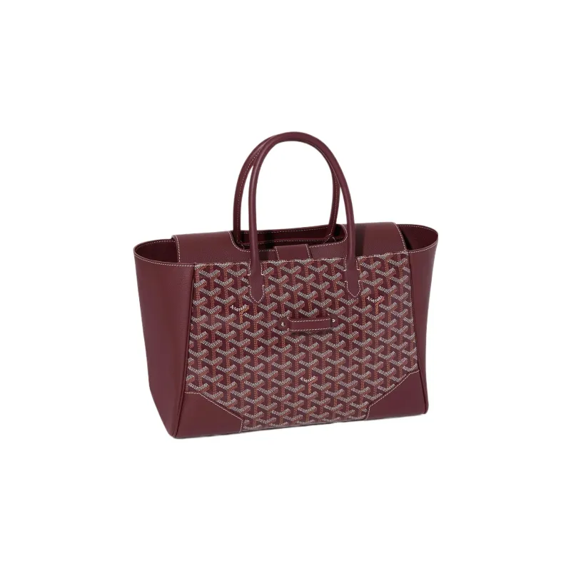 GOYARD Saigon Canvas With Leather Xigong Tote Handbags Shoulder Bags Large Size Unisex Burgundy-4