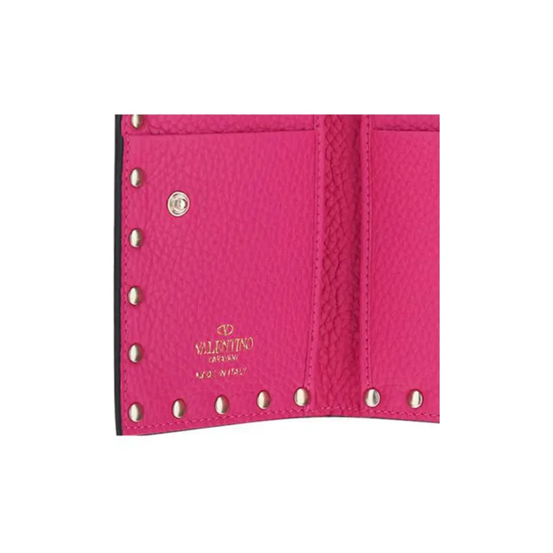 Valentino GARAVANI Calfskin Card Holder Wallet Women's Rose Red-4