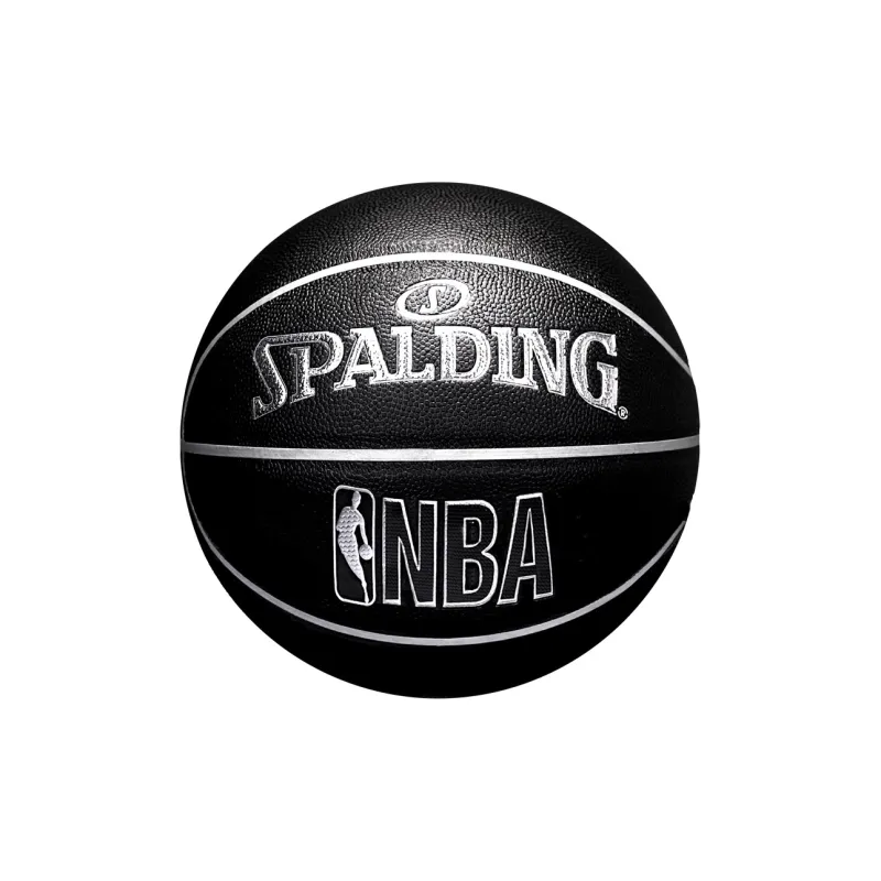 SPALDING PU Basketball Black Silver Size 7 Competition Unisex-1