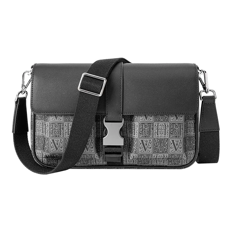 VANESSA HOGAN Cow Leather Shoulder Bag Large Size Men's Black-1