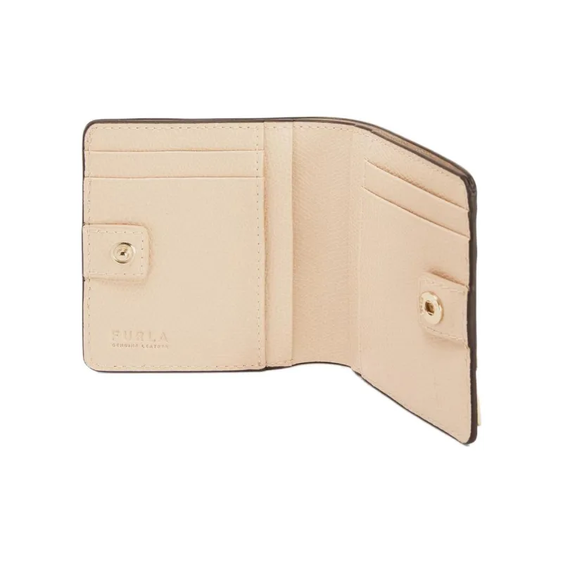 Furla Cow Leather Wallet Small Size Women's Beige-2