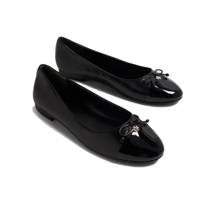 TORY BURCH Bow-detailing Leather Ballerina Shoes-2