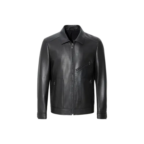 ANDREW MACKENZIE Leather Jackets Men Black