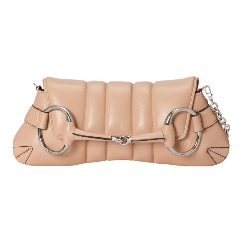 GUCCI Horsebit 1955 Quilting Leather Shoulder Bag Handbag Shoulder Bag Women's Pink-1