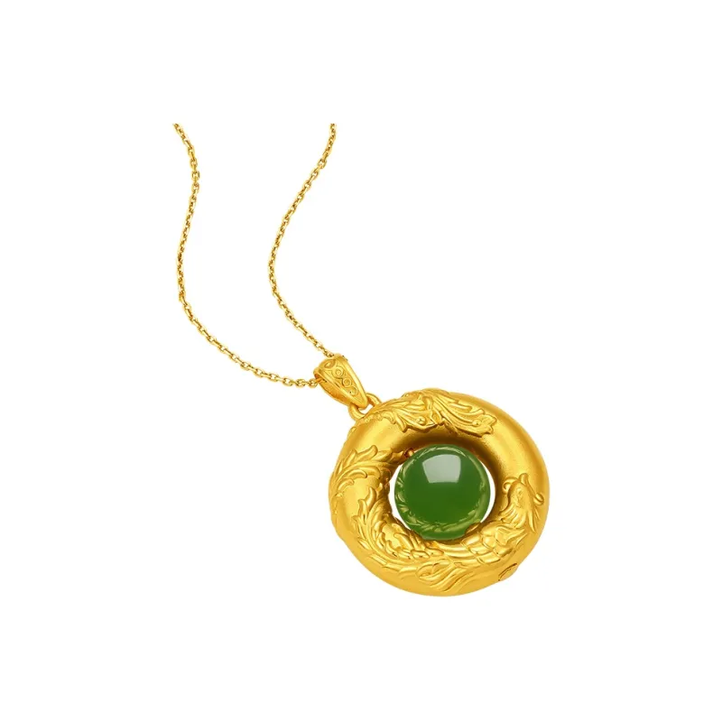 ZHOU LIU FU Solid Gold Hetian Jade Pendants Women's Jasper-2