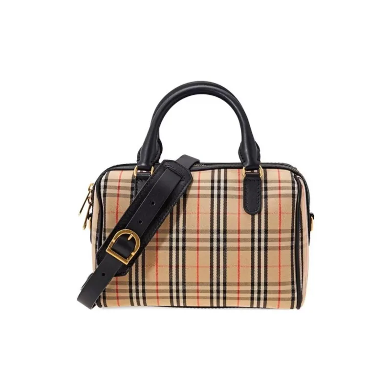 Burberry Top Handle Check Gold tone Beige-1