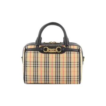 Burberry Top Handle Check Gold tone Beige