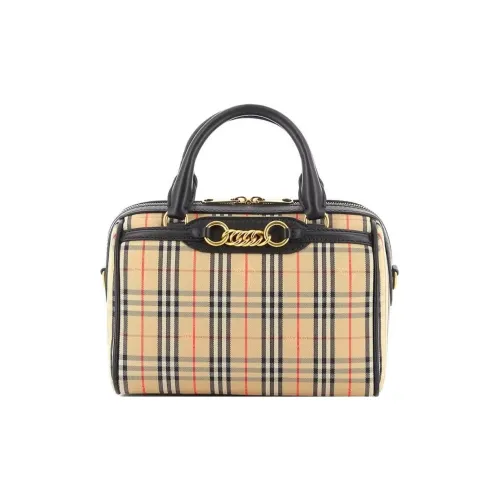 Burberry Top Handle Check Gold-tone Beige