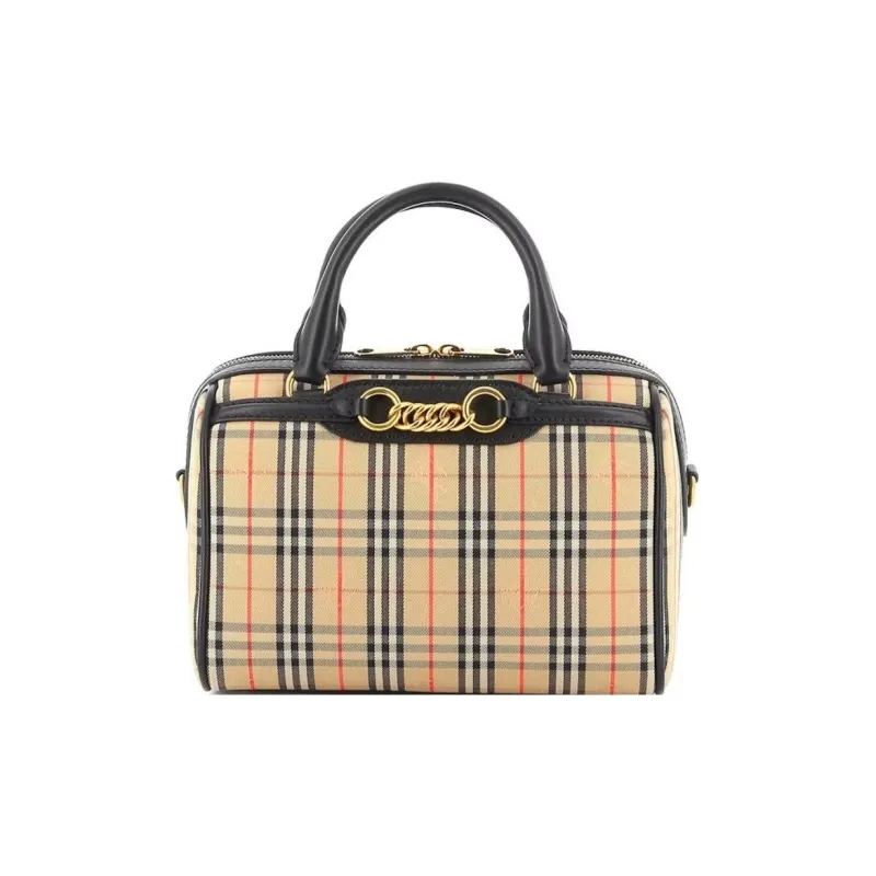 Burberry Top Handle Check Gold tone Beige-0
