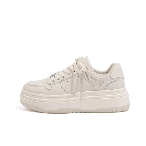 HUANQIU Non-slip Wear-resistant Shock Absorption Low-Top Skateboard Shoes Women's Beige