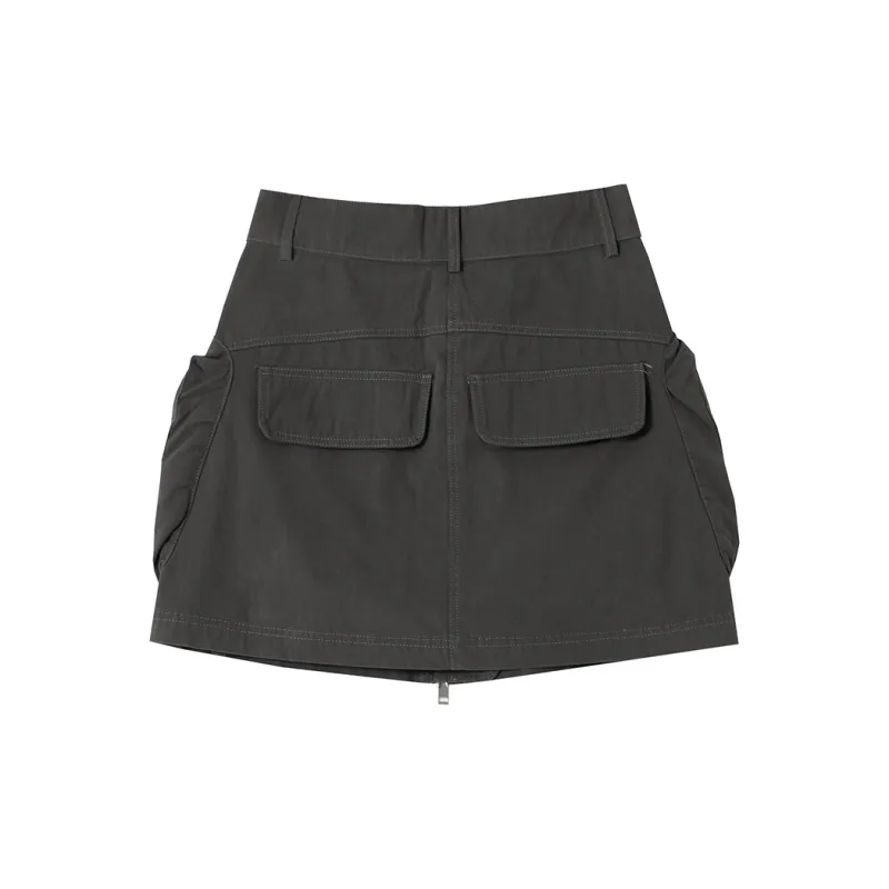 SOON FLOWER Cargo Short Skirts Women's Dark Gray-1