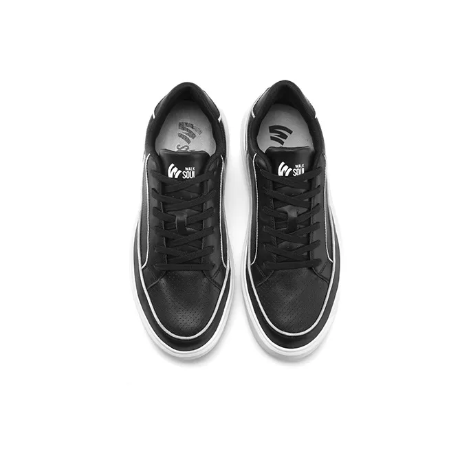 WALK SOUL Anti-Slip Wear-Resistant Breathable Moisture-Wicking Low-Top Skateboard Shoes Men's Black White Dark Blue-6