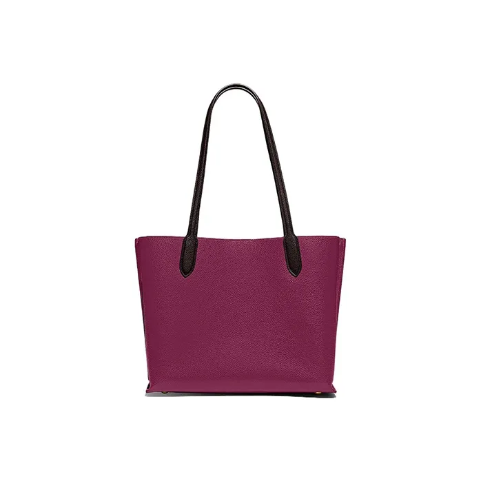 COACH Willow Polished Grained Leather Tote Bag Shopping Bag Handbag Shoulder Bag Women's Dark Plum-2