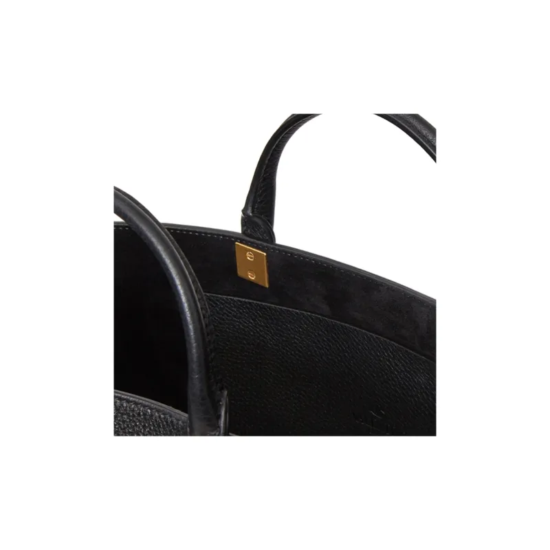 Valentino Cow Leather Tote Bag, Shopping Bag, Shoulder Bag, Crossbody Bag, Handbag Unisex Black-4